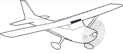 Malvorlage einmotoriges Flugzeug mit Propeller