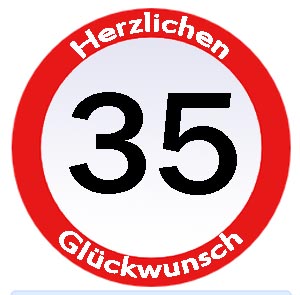 Schild 35. Geburtstag